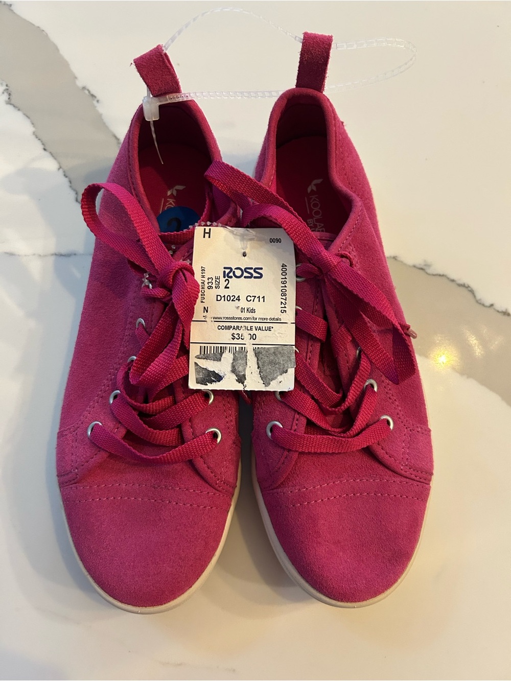 Koolaburra Fuchsia Suede Lace-Up Kids Sneakers NEW Size 2